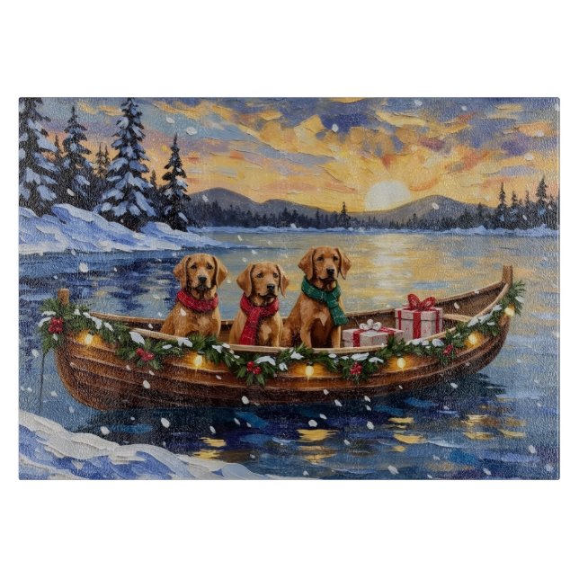Chesapeake Bay Retriever Christmas Boat Holiday Cutting Board (Front)