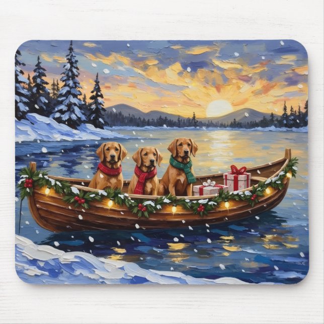 Chesapeake Bay Retriever Christmas Boat Holiday Mouse Mat (Front)