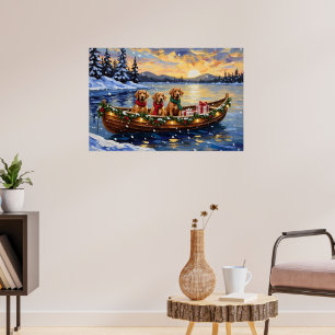 Chesapeake Bay Retriever Christmas Boat Holiday Poster