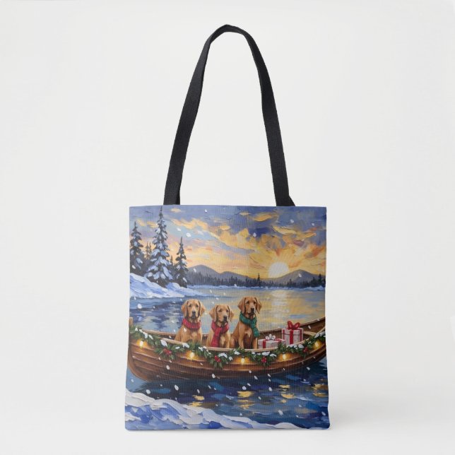 Chesapeake Bay Retriever Christmas Boat Holiday Tote Bag (Front)