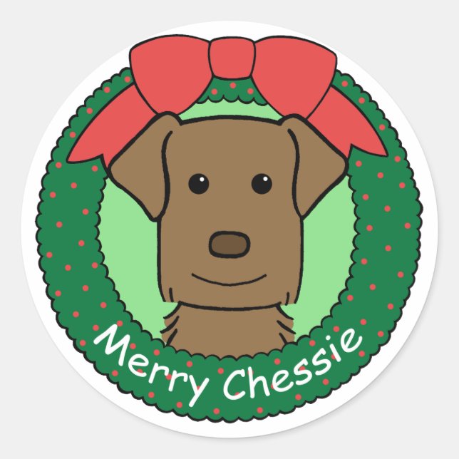 Chesapeake Bay Retriever Christmas Classic Round Sticker (Front)