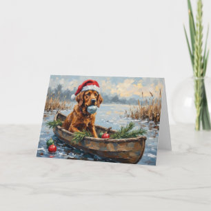 Chesapeake Bay Retriever Christmas Hunting Boat Card