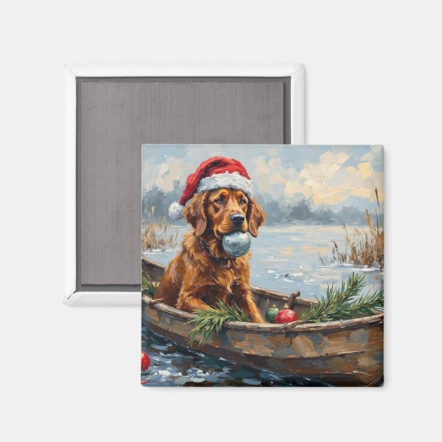 Chesapeake Bay Retriever Christmas Hunting Boat Magnet (Front/Back)