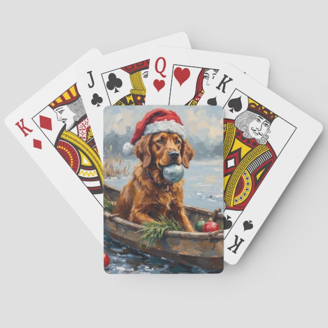 Chesapeake Bay Retriever Christmas Hunting Boat Playing Cards (Back)