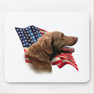 Chesapeake Bay Retriever Flag Mouse Mat