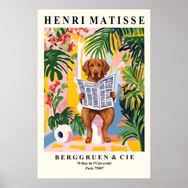 Chesapeake Bay Retriever on Toilet Art Matisse Poster (Front)