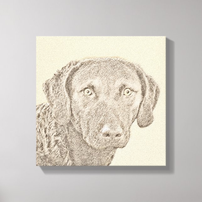 Chesapeake Bay Retriever Painting Original Dog Art Canvas Print (Front)