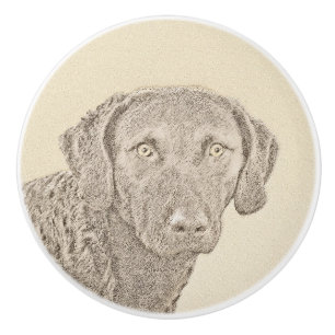Chesapeake Bay Retriever Painting Original Dog Art Ceramic Knob