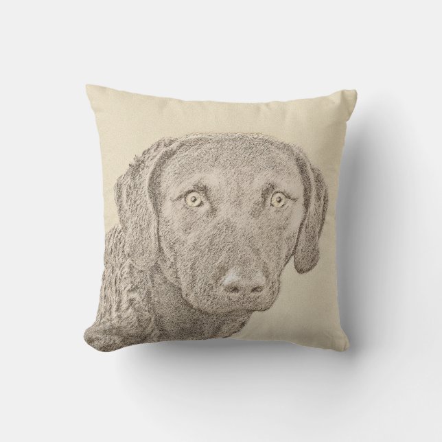 Chesapeake Bay Retriever Painting Original Dog Art Cushion (Front)