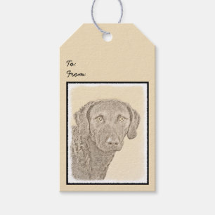Chesapeake Bay Retriever Painting Original Dog Art Gift Tags