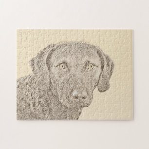 Chesapeake Bay Retriever Painting Original Dog Art Jigsaw Puzzle
