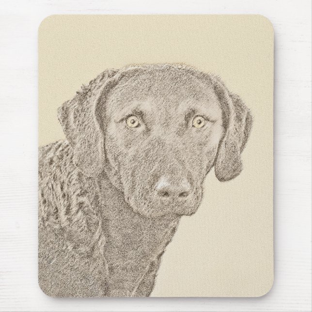 Chesapeake Bay Retriever Painting Original Dog Art Mouse Mat (Front)