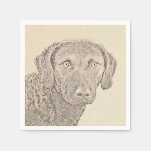 Chesapeake Bay Retriever Painting Original Dog Art Napkin