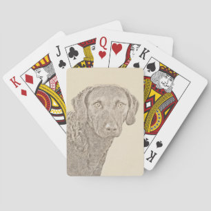 Chesapeake Bay Retriever Painting Original Dog Art Playing Cards
