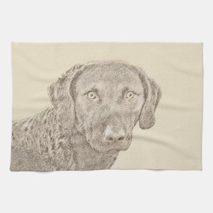 Chesapeake Bay Retriever Painting Original Dog Art Tea Towel
