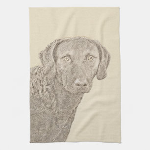 Chesapeake Bay Retriever Painting Original Dog Art Tea Towel