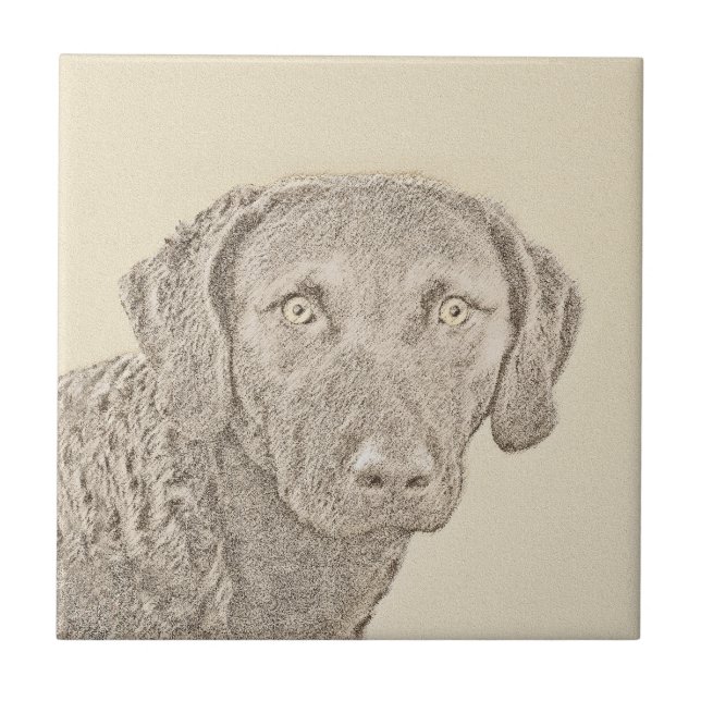 Chesapeake Bay Retriever Painting Original Dog Art Tile (Front)