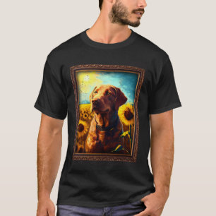 Chesapeake Bay Retriever Painting Sunflower Flower T-Shirt