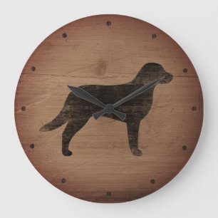 Chesapeake Bay Retriever Silhouette Rustic Style Large Clock