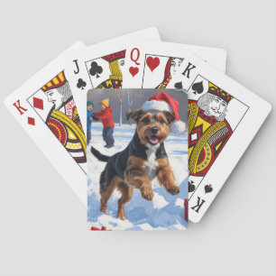 Chesapeake Bay Retriever Snow with Christmas Hat Playing Cards