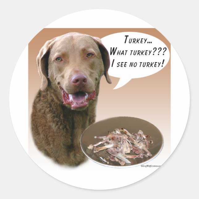 Chesapeake Bay Retriever Turkey Classic Round Sticker (Front)