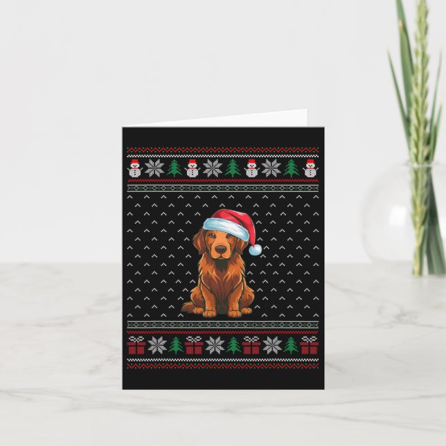 Chesapeake Bay Retriever Wearing Santa Hat Xmas Do Card (Front)