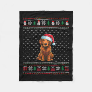 Chesapeake Bay Retriever Wearing Santa Hat Xmas Do Fleece Blanket