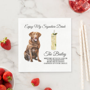 Chesapeake Bay Retriever Wedding Signature Drink Napkin