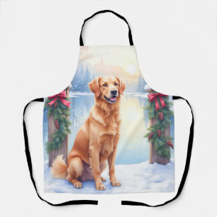 Chesapeake Bay Retriever Winter Lakeside Christmas Apron