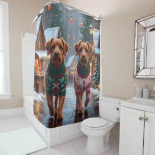 Chesapeake Bay Terrier Christmas Snow Holiday Shower Curtain