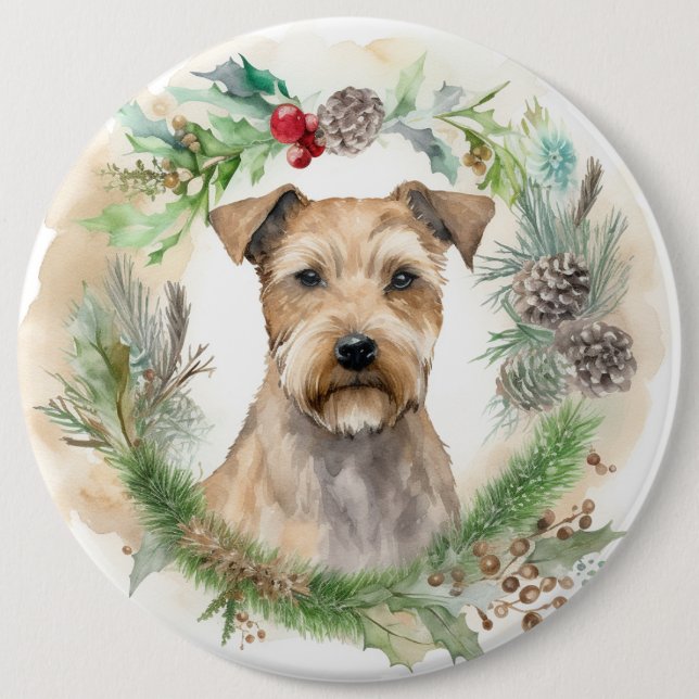 Chesapeake Bay Terrier Christmas Wreath Festive 6 Cm Round Badge (Front)