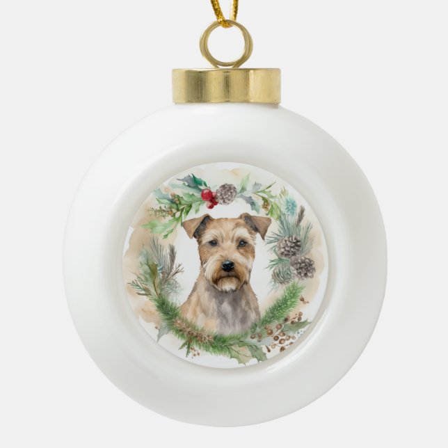 Chesapeake Bay Terrier Christmas Wreath Festive Ceramic Ball Christmas Ornament (Front)