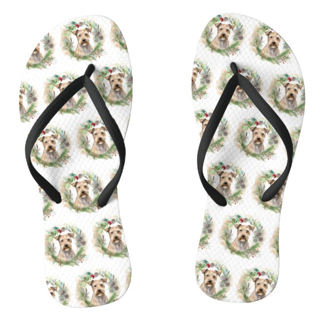 Chesapeake Bay Terrier Christmas Wreath Festive Flip Flops (Footbed)