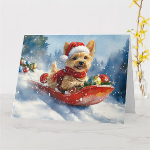 Chesapeake Bay Terrier Dog in Sledge Christmas Card