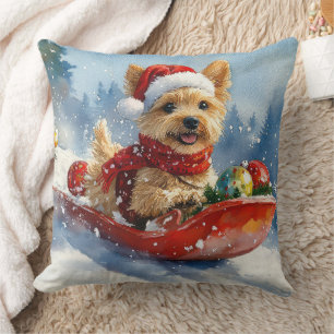 Chesapeake Bay Terrier Dog in Sledge Christmas Cushion