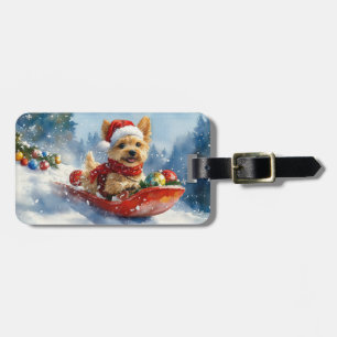 Chesapeake Bay Terrier Dog in Sledge Christmas Luggage Tag