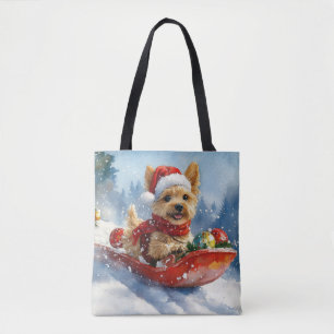 Chesapeake Bay Terrier Dog in Sledge Christmas Tote Bag