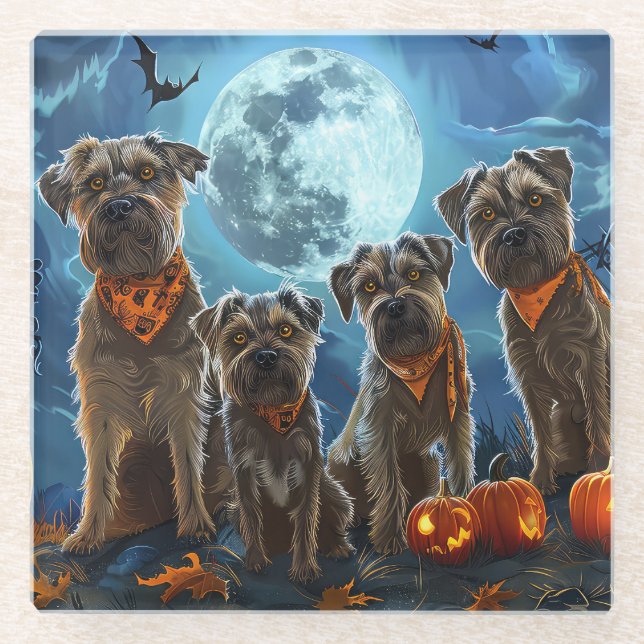 Chesapeake Bay Terrier Halloween Spooky Glass Coaster (Front)