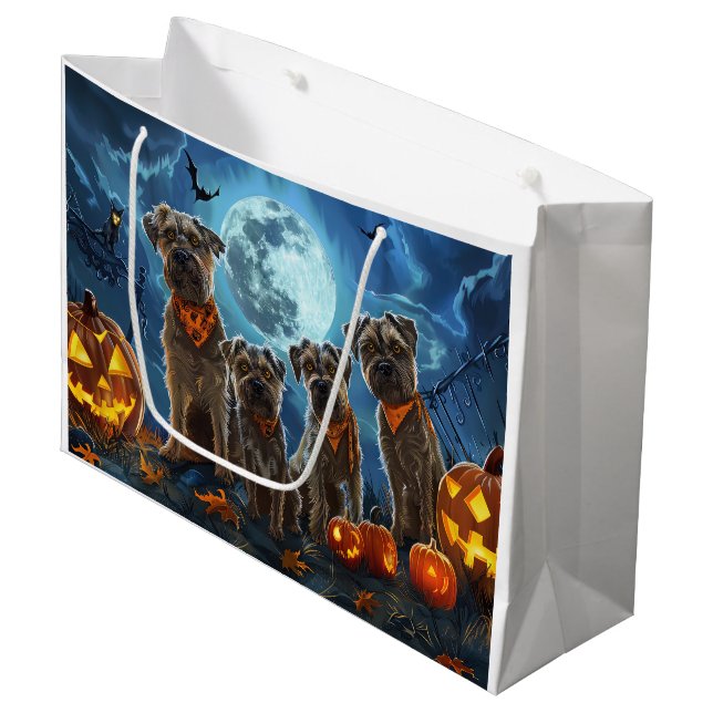 Chesapeake Bay Terrier Halloween Spooky Large Gift Bag (Front Angled)