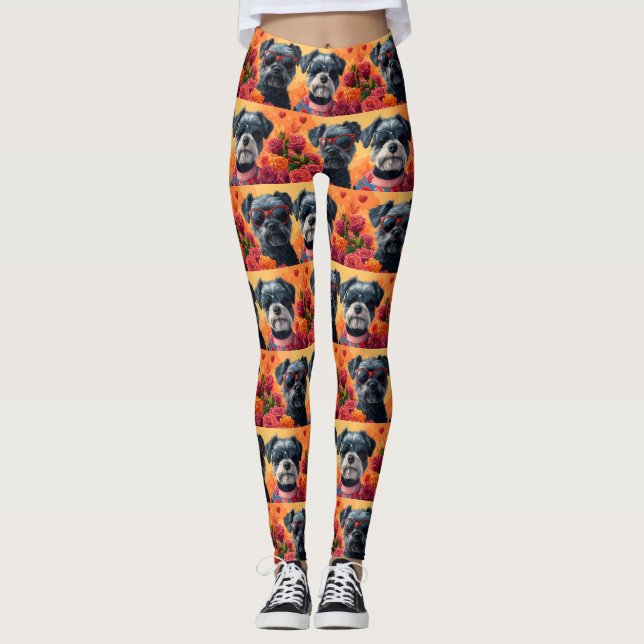 Chesapeake Bay Terrier Heart Roses Valentine's Day Leggings (Front)