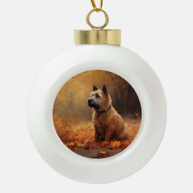 Chesapeake Bay Terrier in Autumn Leave             Ceramic Ball Christmas Ornament (Front)