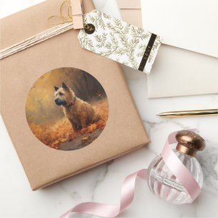 Chesapeake Bay Terrier in Autumn Leave             Classic Round Sticker