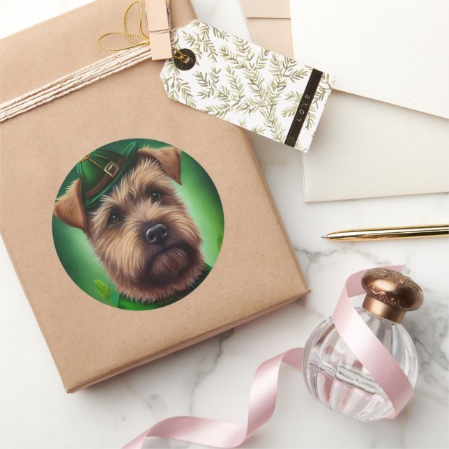 Chesapeake Bay Terrier in St. Patrick's Day Dress  Classic Round Sticker (Gifting)