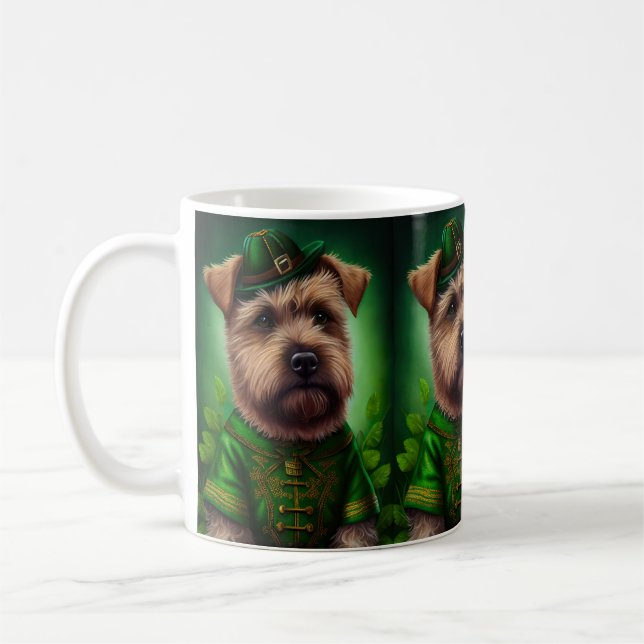 Chesapeake Bay Terrier in St. Patrick's Day Dress Coffee Mug (Left)