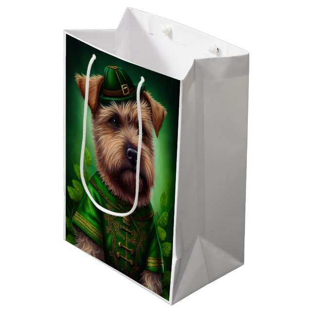 Chesapeake Bay Terrier in St. Patrick's Day Dress Medium Gift Bag (Front Angled)