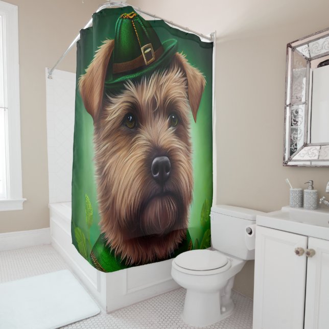 Chesapeake Bay Terrier in St. Patrick's Day Dress Shower Curtain (In Situ)