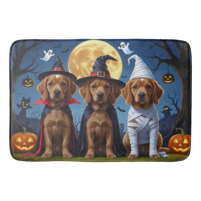 Chesapeake Bay Terrier Pumpkin Halloween Funny Bath Mat (Front)