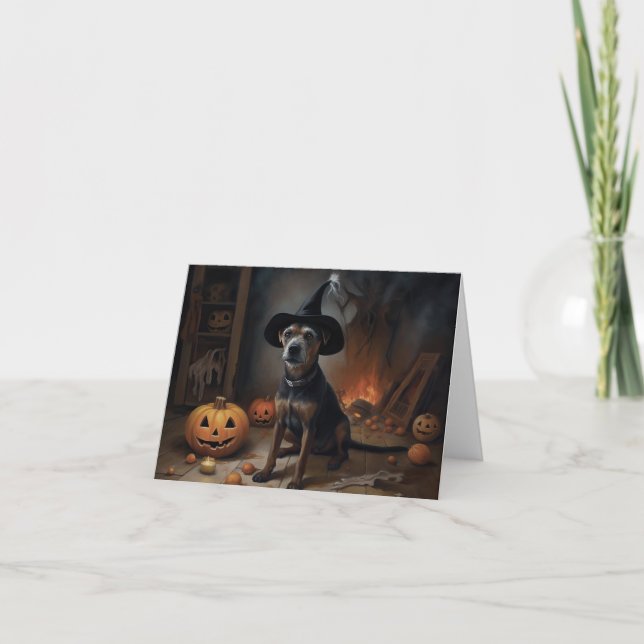 Chesapeake Bay Terrier Pumpkins Halloween Scary  Card (Front)