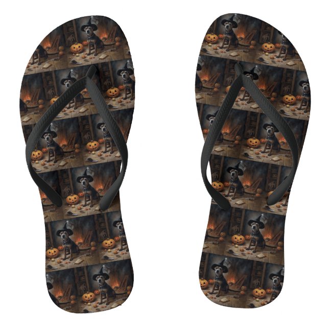 Chesapeake Bay Terrier Pumpkins Halloween Scary  Flip Flops (Footbed)