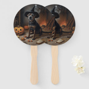 Chesapeake Bay Terrier Pumpkins Halloween Scary Hand Fan